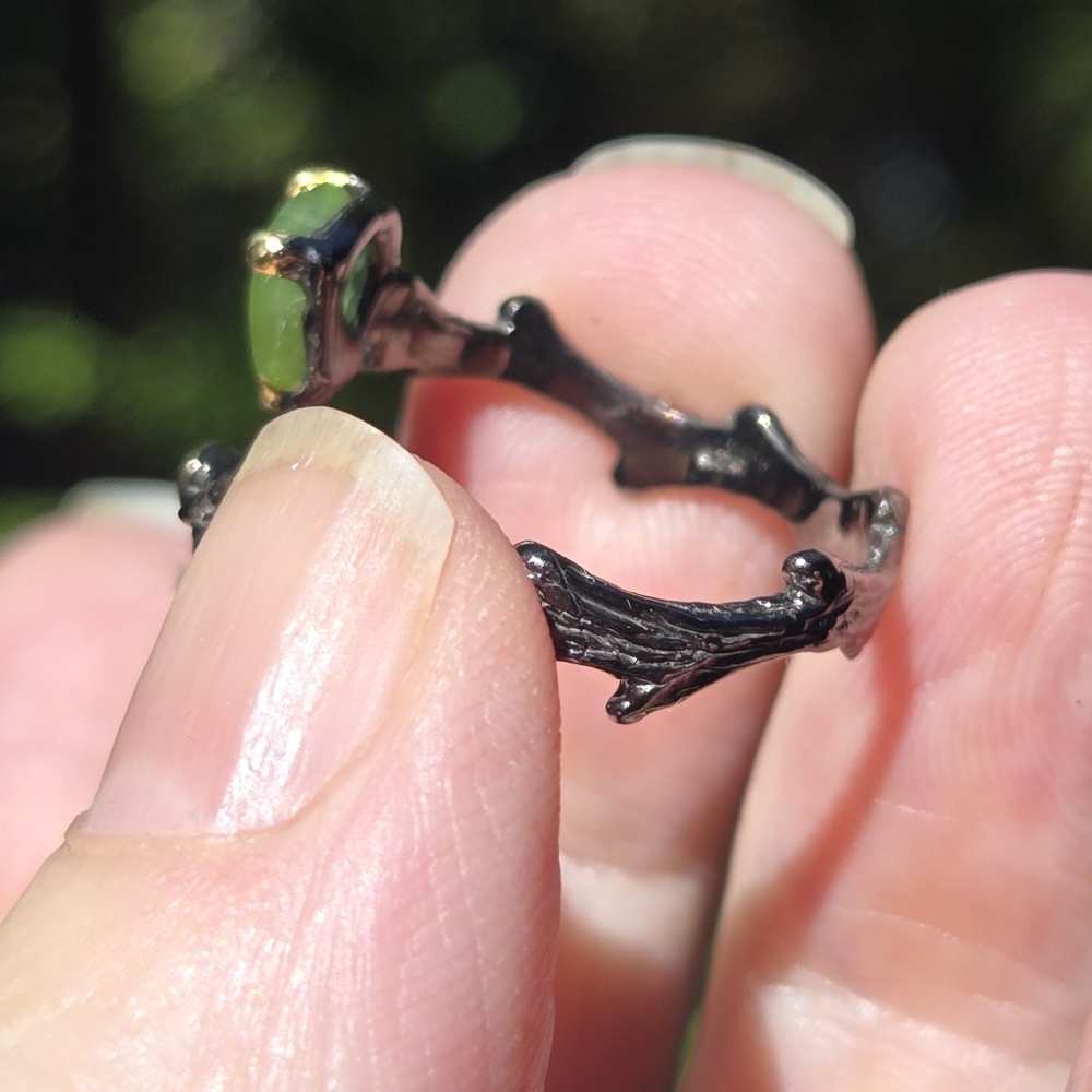 Tourmaline & Topaz Natural Gemstone Sterling Rhodium & Gold Ring Sz9 Adjustable - Picture 9 of 11